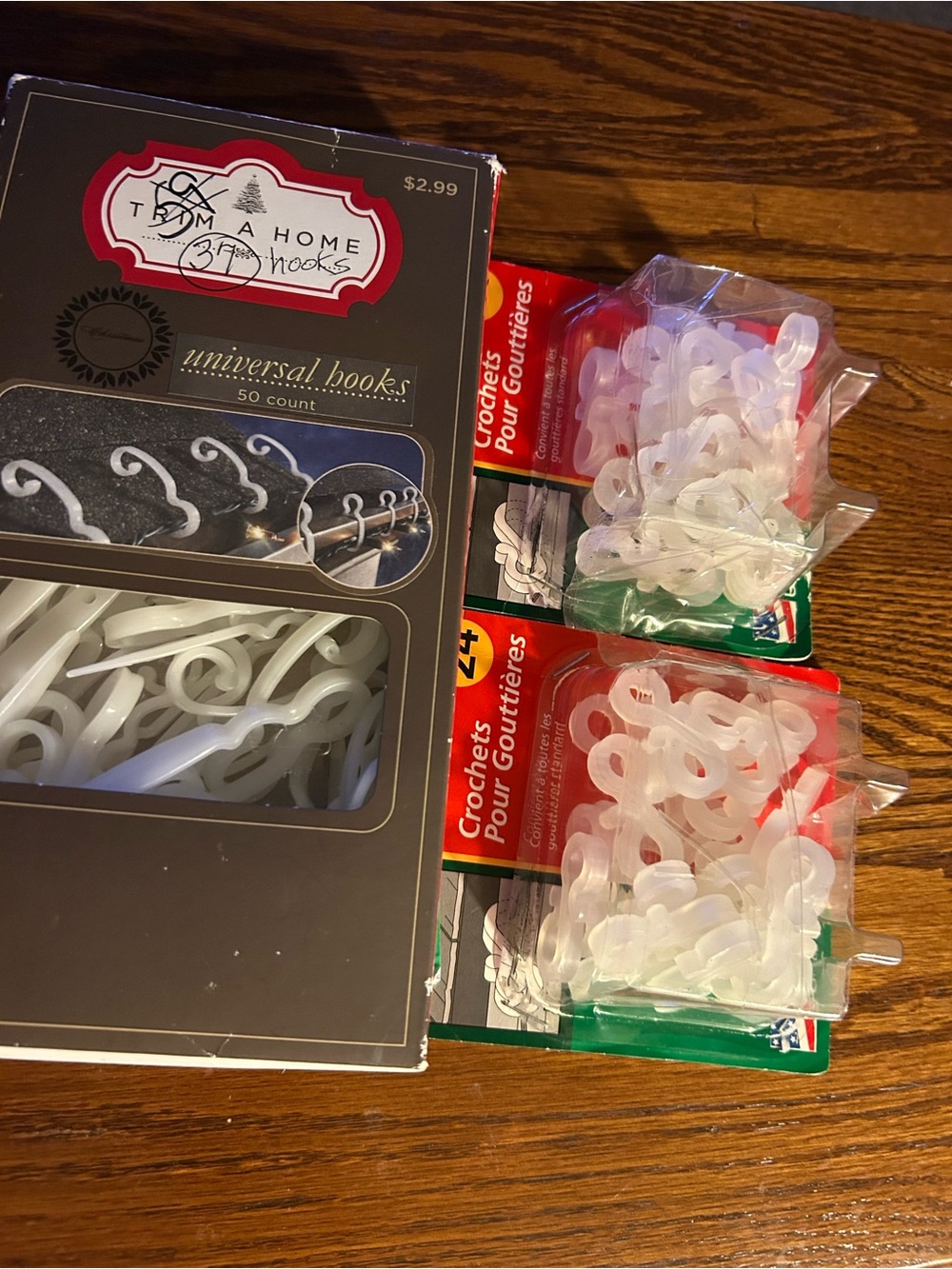 White Universal GUTTER hooks to install outside lights strings, ropes, icicles.